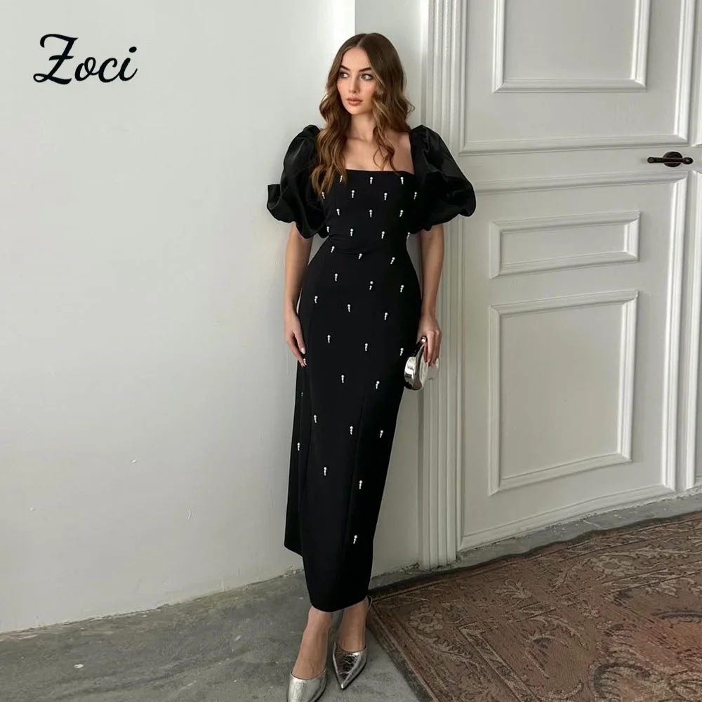 

Zoci Вечерние платья с квадратным вырезом и короткими пышными рукавами, женское платье русалки на заказ, платье для выпускного вечера, украшенное бисером, вечернее платье для дня рождения