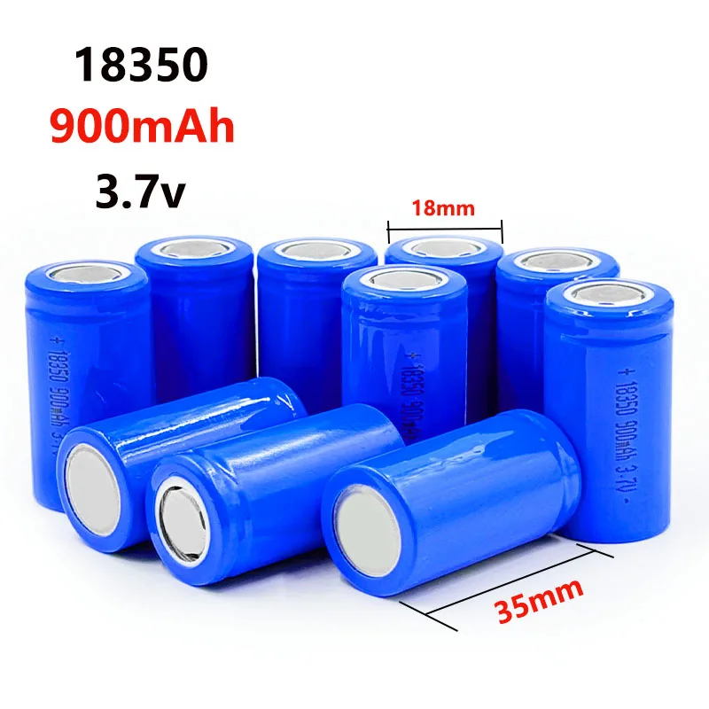 18350 900mAh  Rechargeable lithium ion Battery 3.7V  ICR18350 High drain Li-ion cell for flashlight torch power device（1-10pcs）