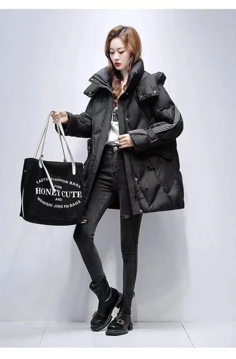 New Autumn Winter Warm Women's Down Cotton Coat Long Thick Padded Jacket Female Detachable Hooded Parker Cotton Clothes