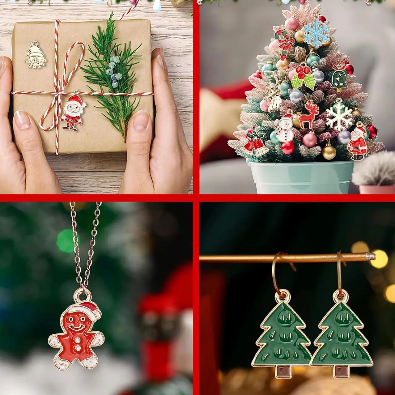 50/100pcs mixed alloy dripping oil Christmas jewelry pendant Christmas atmosphere DIY bracelet necklace keychain accessories