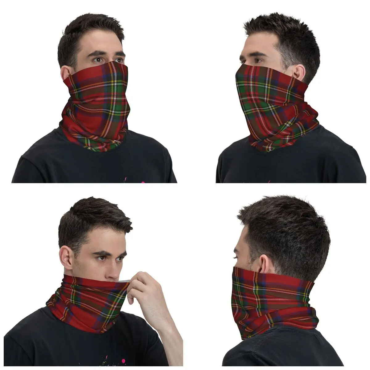 Custom Modern Classic Royal Tartan Plaid Bandana Neck Gaiter Windproof Face Scarf Cover Men Women Headband Tube Balaclava