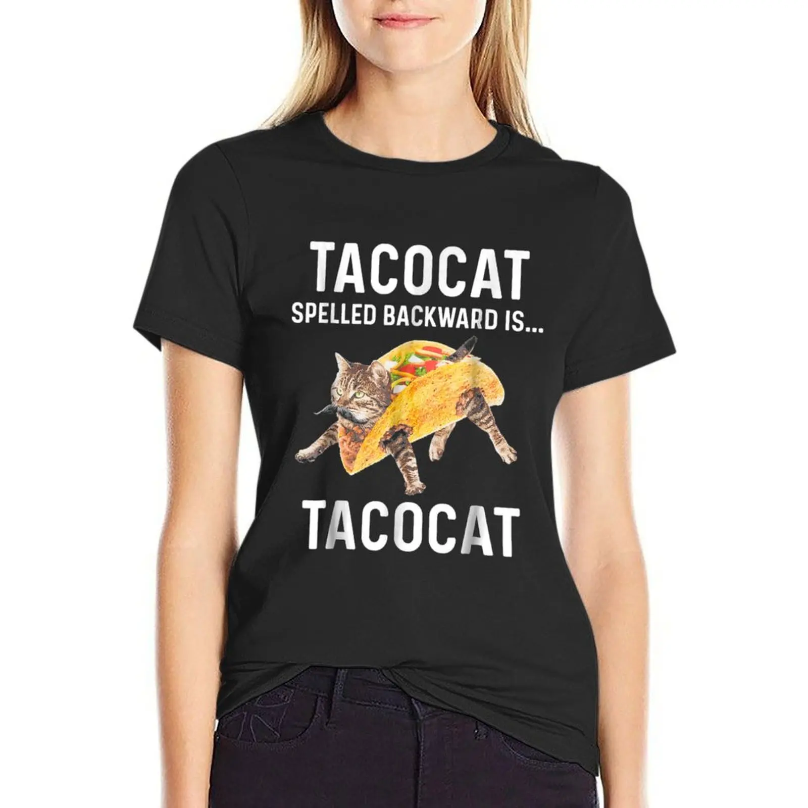 

Tacocat Spelled Backward Is Love Cat And Lover Funny Gift T-Shirt funnys sweat Women t-shirts