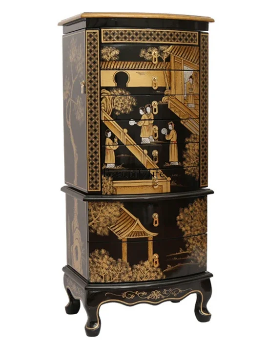 

13Wall Storage Wooden Curio Cabinet New Chinese Jewelry Chest of Drawer