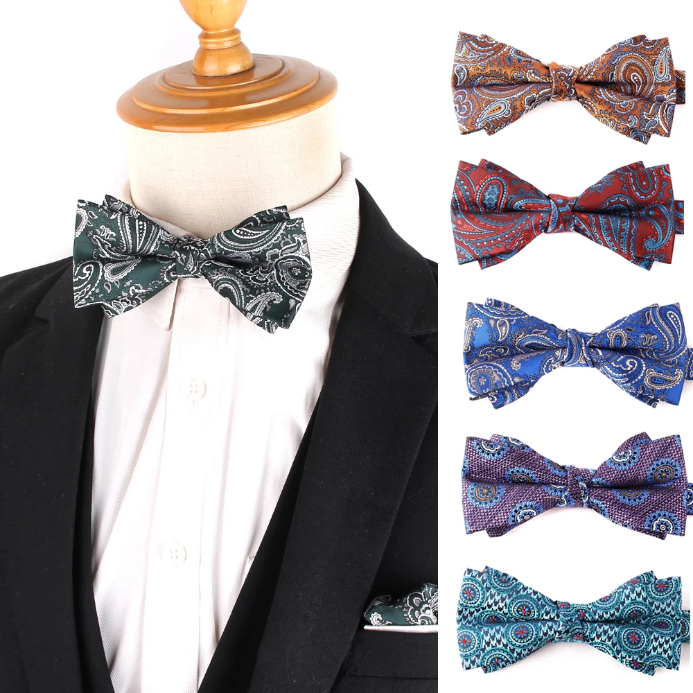 Mens Wedding Bow Tie Elegant Pre-tied Bow Tie for Men Women Jacquard Paisley Bow ties For Party Events and Casual Formal Occasio