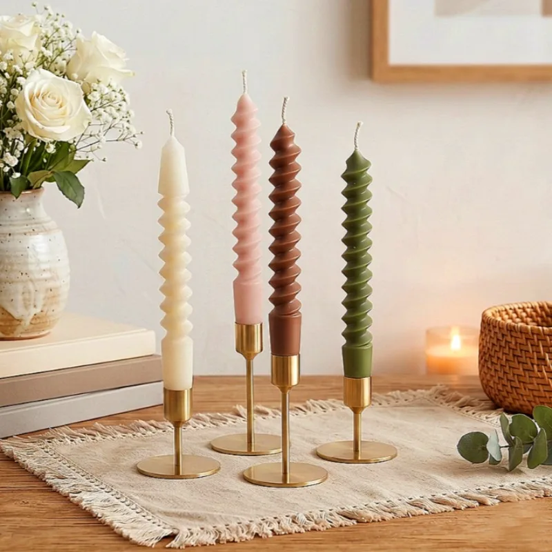 8.66 in Spiral Taper Candles Bedroom Decoration Long Multicolored Candles for Wedding Decorative Candlestick Candles
