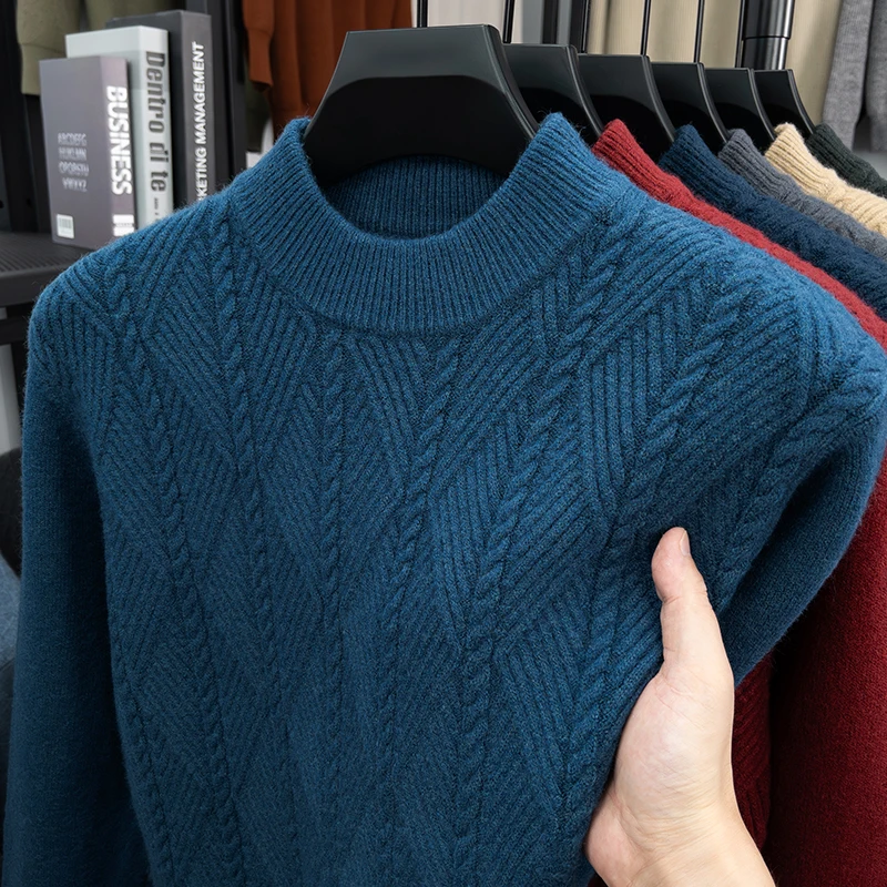 Maglione lavorato a maglia da uomo Autunno e inverno Nuovo maglione base maglione di fascia alta jacquard a collo alto caldo casual