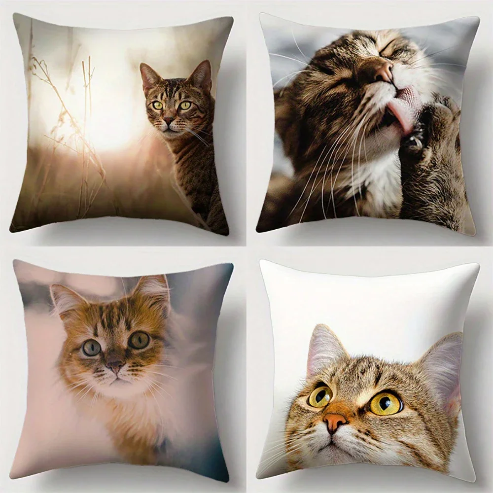 

Cat in Sunlit Meadow PillowcaseSuitable for sofa car bedroom decorative cushion cover pillow cover