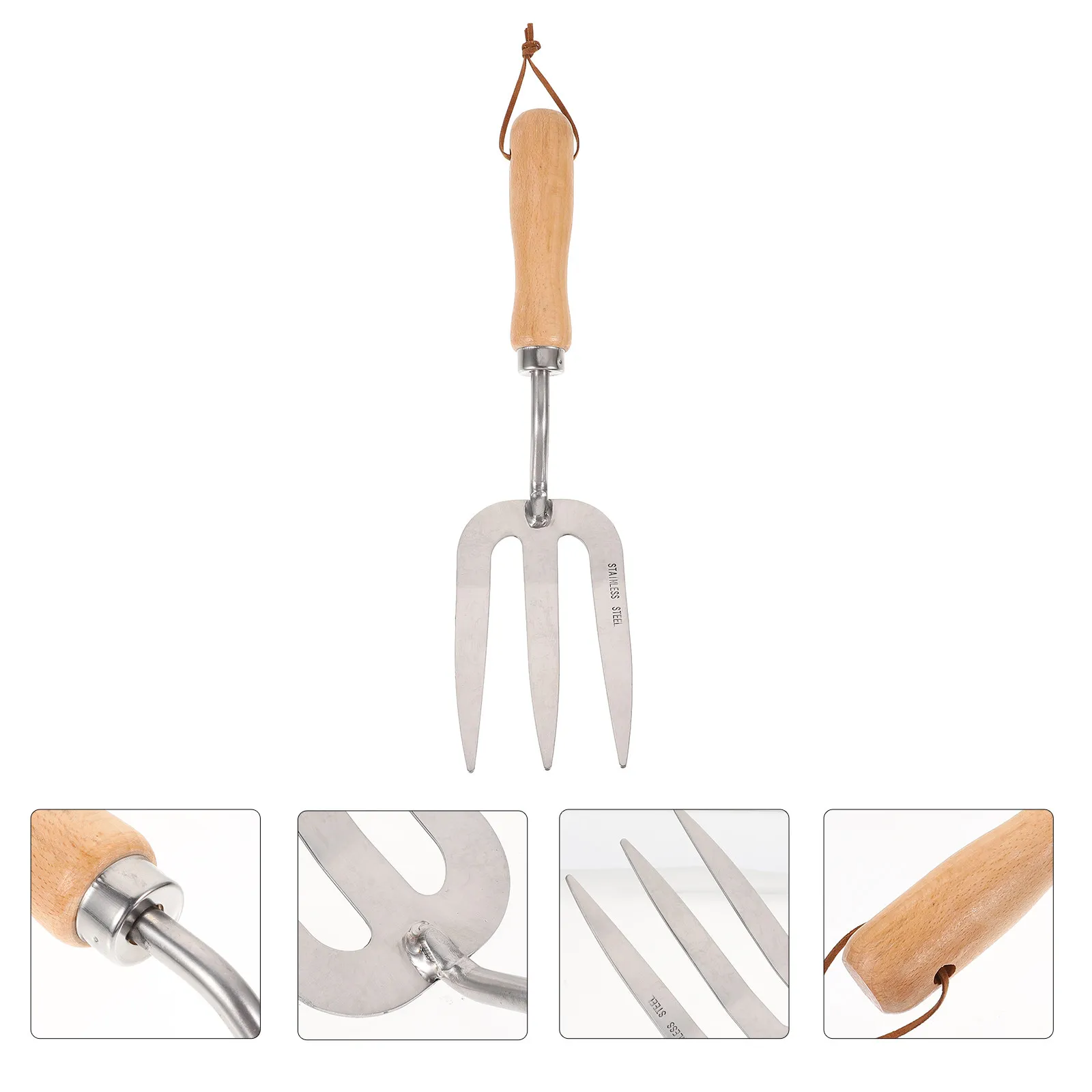 

1 шт. Садовые ручные грабли из нержавеющей стали с прочной деревянной ручкой, многофункциональный инструмент для рыхления почвы и прополки, садовые принадлежности