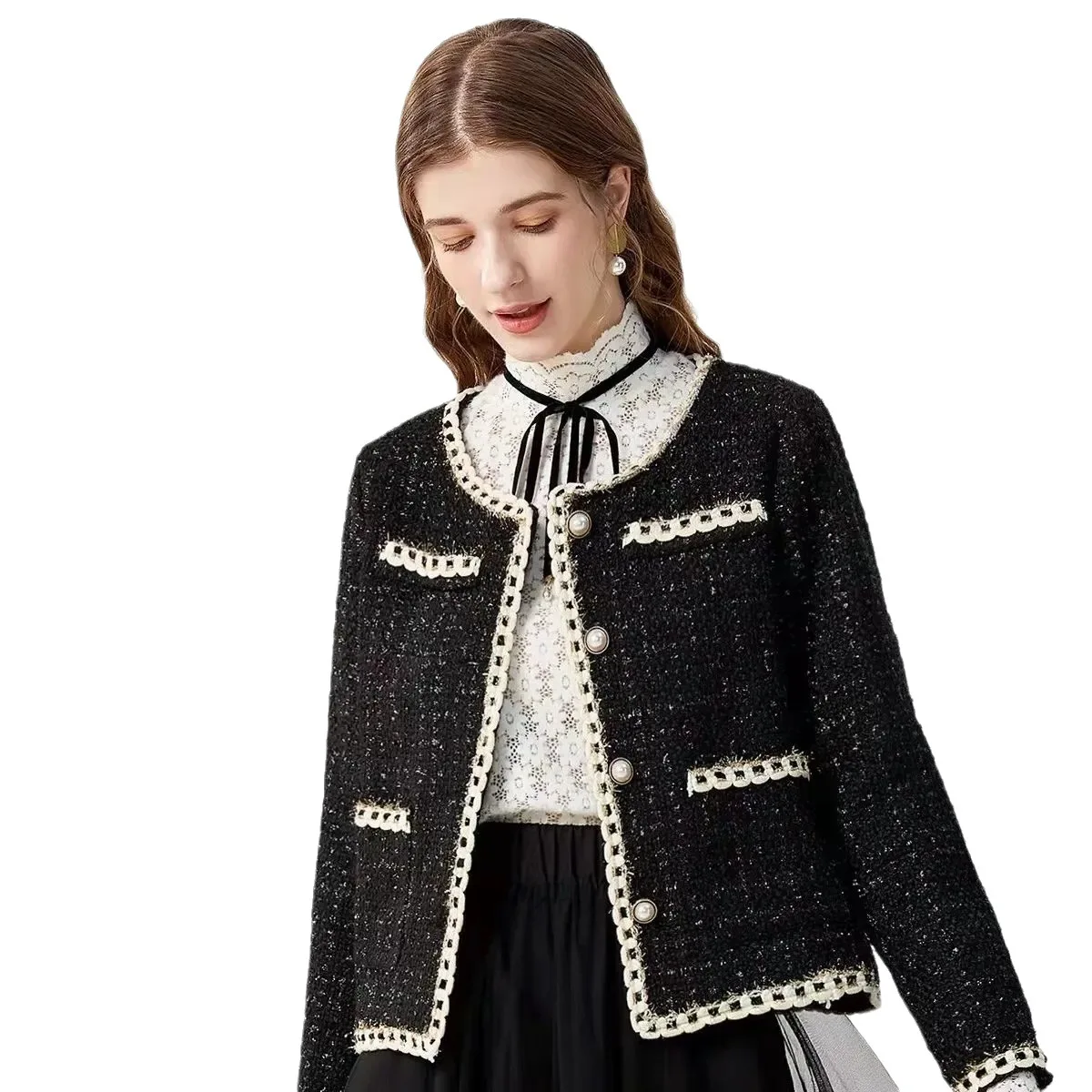 

Bla ort Quilted Jaet Women's New Autumn Winter Ele Ladylike High-End Feeling Small Size Faion Outerwear