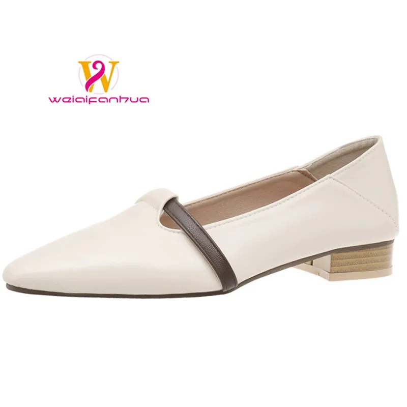 أحذية نسائية 2025 أحذية فردية جديدة بكعب منخفض، أحذية نسائية ذات فم ضحل بمقدمة مدببة، أحذية نسائية مسطحة #1