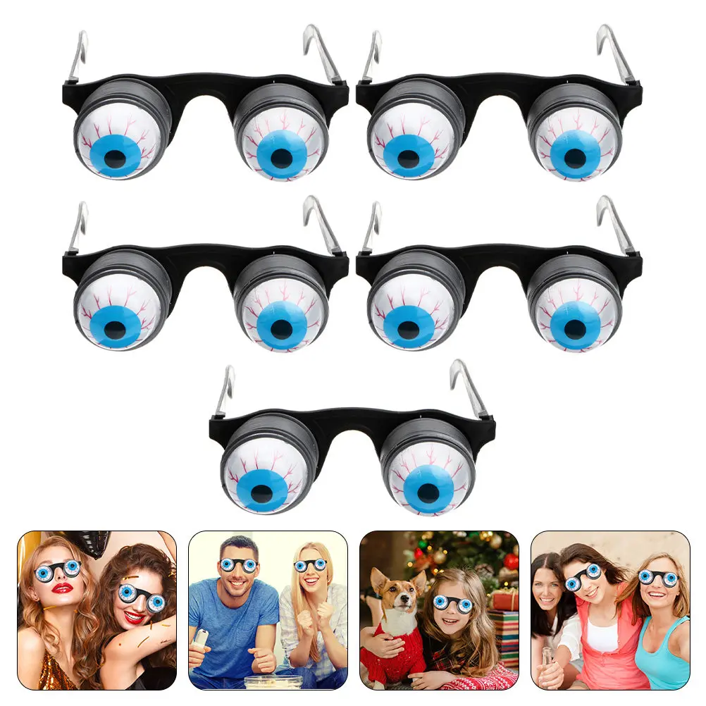 

5Pcs Spring Eyeball Glasses Halloween Party Prank Props Scary Funny Bounce Eyeglasses for Cosplay Festival Decor Photo Props