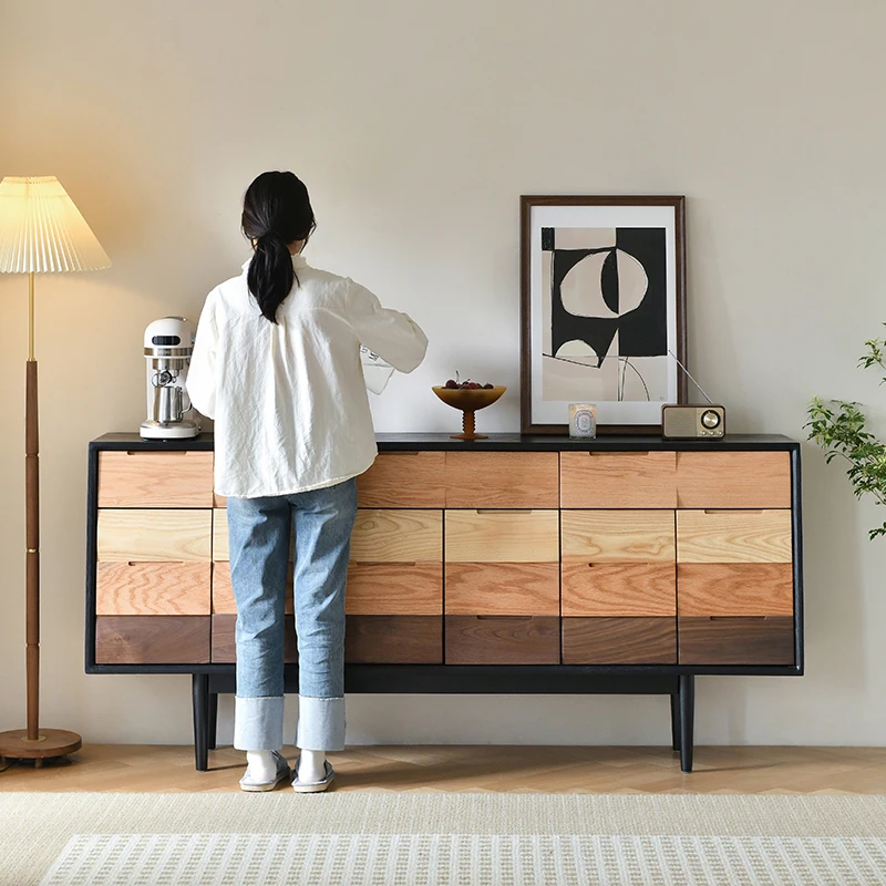 Modern living room, pure solid wood sideboard, tea bowl cabinet, entrance cabinet