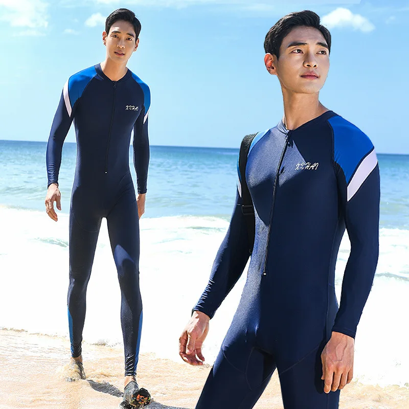 

New Men's Swimming Costume One-piece Long-sleeved Wetsuit Sunscreen Quick-drying Snorkeling Sports