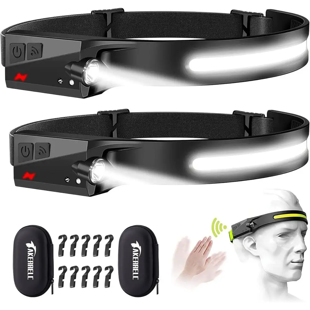 

akerrelc lamp, Rechargeable LED lamp with Motion Sensor, Up to 1200 lumens and 10 Hours Runtime, 10 Clips and 2 Cases, Waterproo