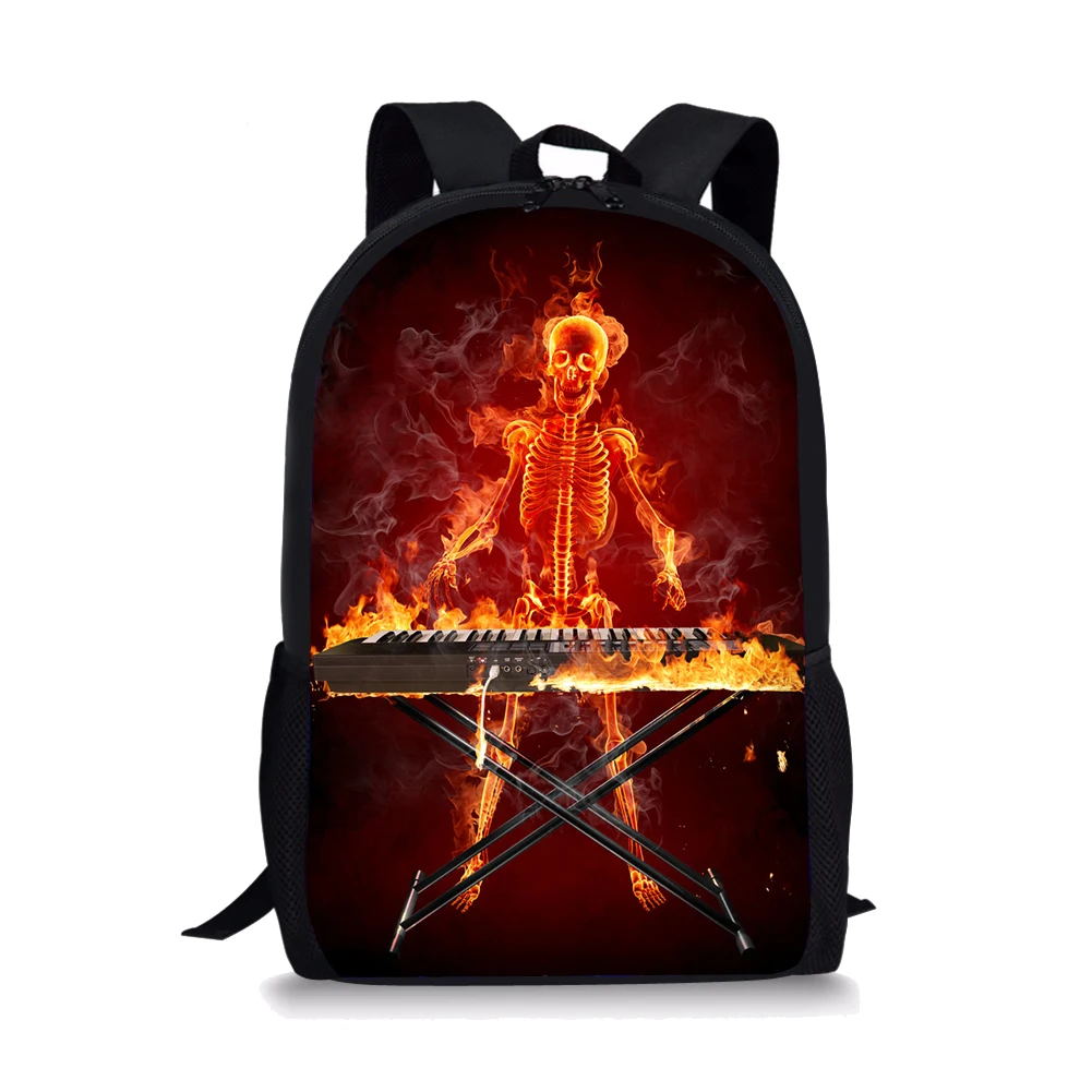 Fire Skull 3D Print Children Backpack Student Schoolbag Travel Back Pack High School Bags For Teenage Girls Boys Kids Bookbags