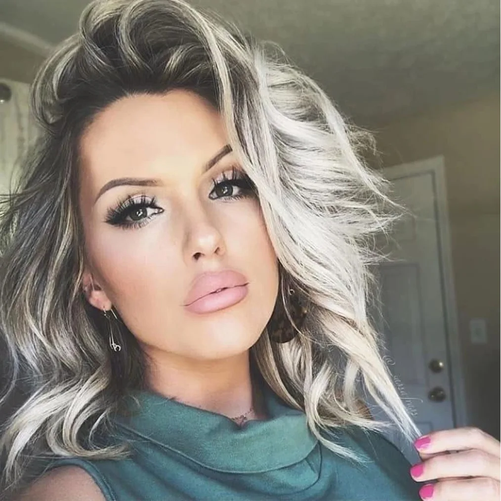 

Wig hair wig female short hair oblique bangs gradual change color mechanism chemical fiber wig full head cover Wigs