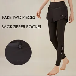 Legginsy do jogi z wysokim stanem 2 w 1 z plecami kieszeń na suwak wysoka rozciągliwość treningu odchudzające spodnie sportowe do jogi Fitness