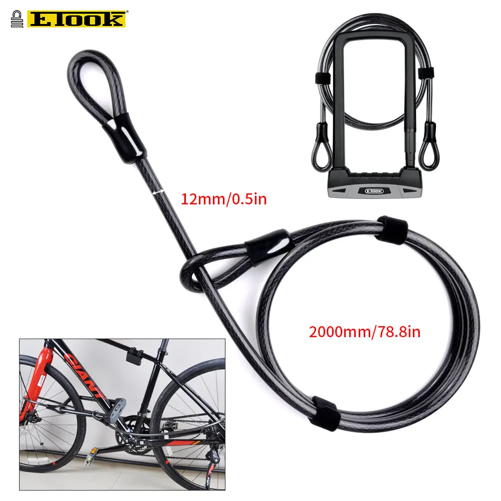 ETOOK Bicycle U Lock Anti-theft Steel Cable Security Bicycle Accessories Bike Lock Heavy Duty MTB Road Mountain Bike Lock U-Lock