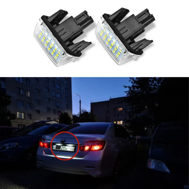 

2pcs Car 12V 18LED License Plate Lights SMD for Toyota Corolla E11 Crown S180 Starlet EP91 Vios Previa ACR50 GSR50