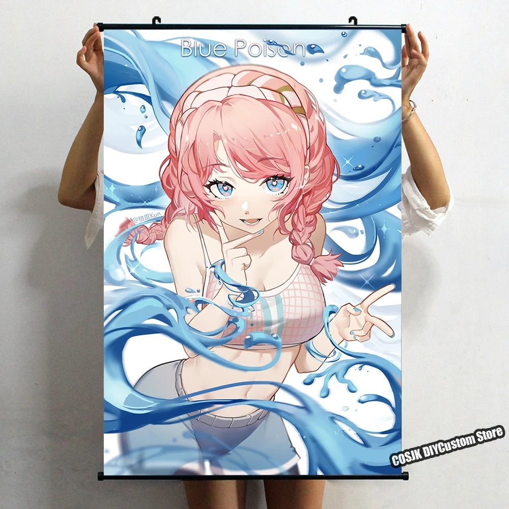 Anime Game Arknights Amiya Blue Poison Poster Wall Scroll Home Decor Living Room Decoration Mural Collectible Art Wallpaper Gift