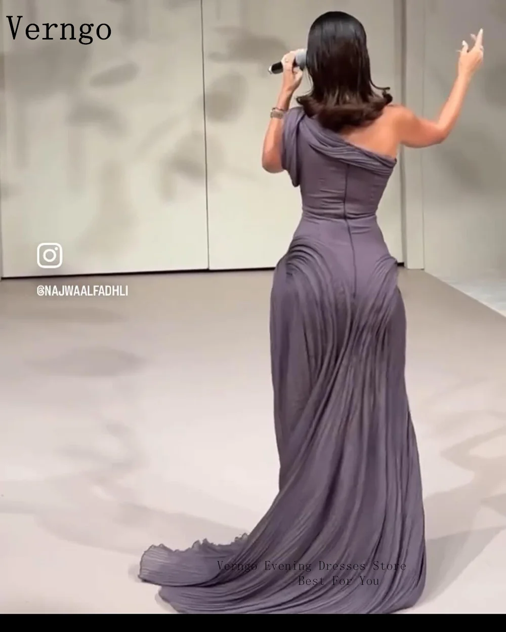 Verngo Dark สีม่วงชุดราตรีหนึ่งไหล่ Mermaid อย่างเป็นทางการชุดผู้หญิง Elegant Prom Gowns ที่กําหนดเอง