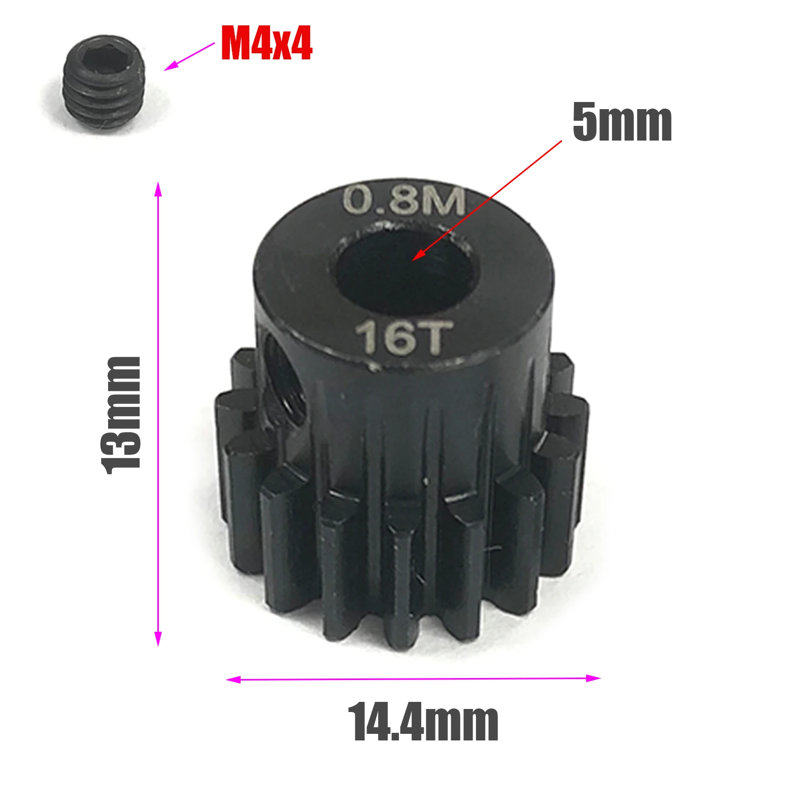 M0.8 5mm Black steel metal Pinion Motor Gear  For Slash TRX4 1/10 Rc Model Car Motor 16T 19T 23T 27T 30T 31T 32T 33T 34T 35T