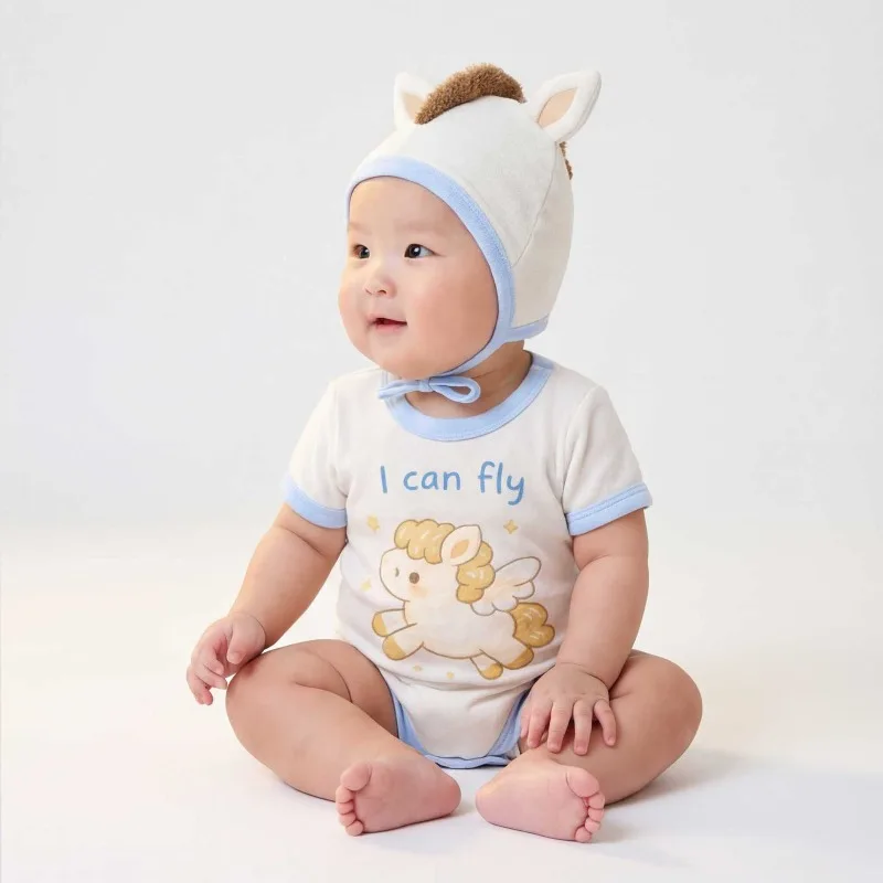 

Новый комбинезон для новорожденных: милый мультяшный боди-комплект в форме пони, ромпер-треугольник для ползания, одежда для малышей 0-1 года