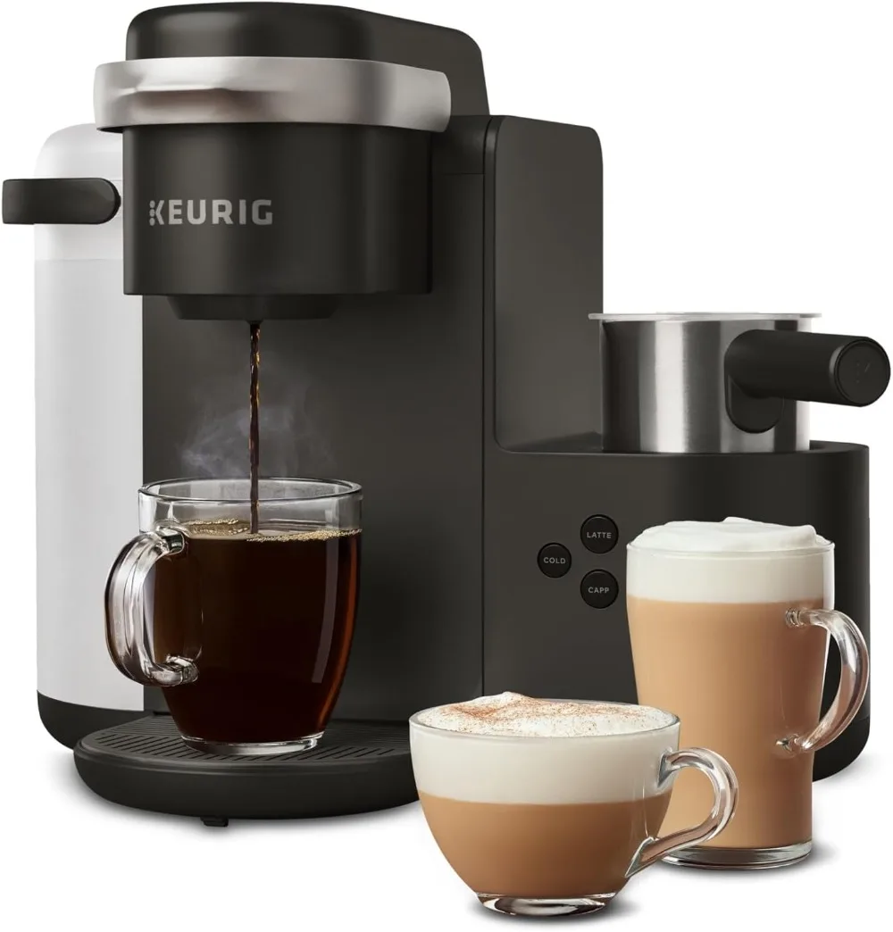 Keurig K-Cafe K-Duo صانعة قهوة فردية، لاتيه وكابتشينو، فحم داكن