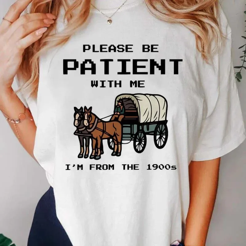 Si prega di essere paziente con Me Meme Graphic T Shirt donna moda manica corta Tee Top tendenza femminile abbigliamento Casual donna stampa T-sh