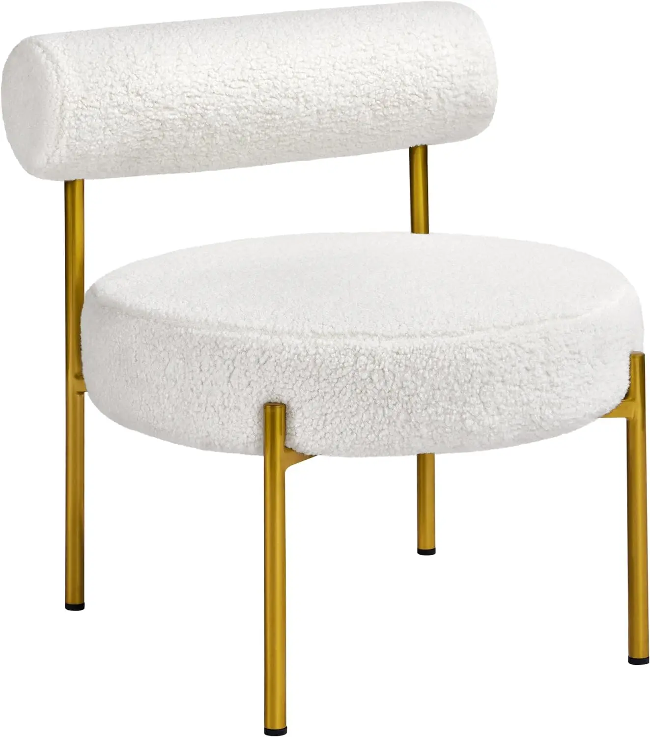 

Boucle Accent Chair, Modern Tufted Vanity Chair, Cozy Sherpa Barrel Chair with Gold Legs, Club Chair