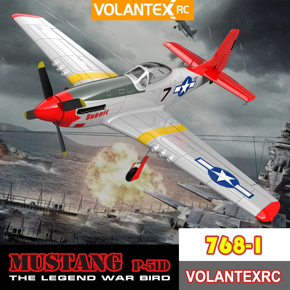 

Volantex 768-1 P51D MUSTANG 750mm 75CM Wingspan EPO 2.4GHz 4CH Brushless Airplane with 6-Axis Stabilizer System RC Plane RTF