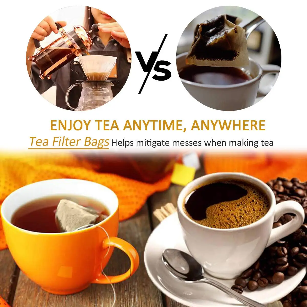 100PC Disposable Teabags Paper Drawstring Coffee Infuser Tea Bags Natural Wood Pulp Paper Tea Filter Bags Flower Tea Filter Bags