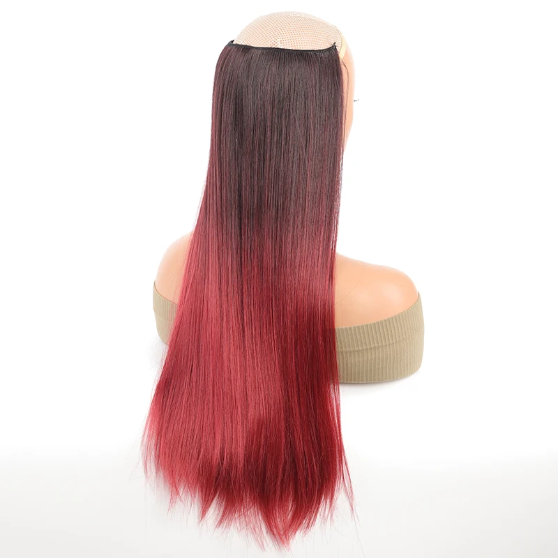 PAGEUP No Clip Natural Hair Extensions Invisible Wire Synthetic Long Straight Black Red Grey False Fish Line Hairpiece For Women