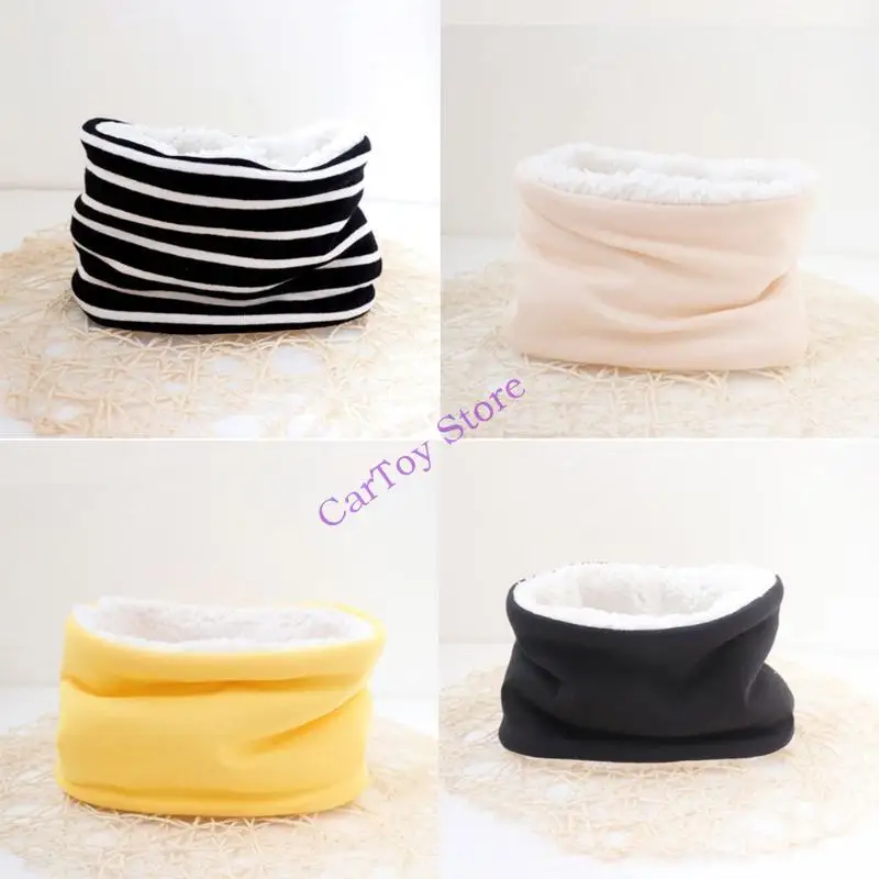 634F Autumn Winter Baby Scarf Solid Color Plush Scarves Neckerchief Children Thick Warm Neck Collar