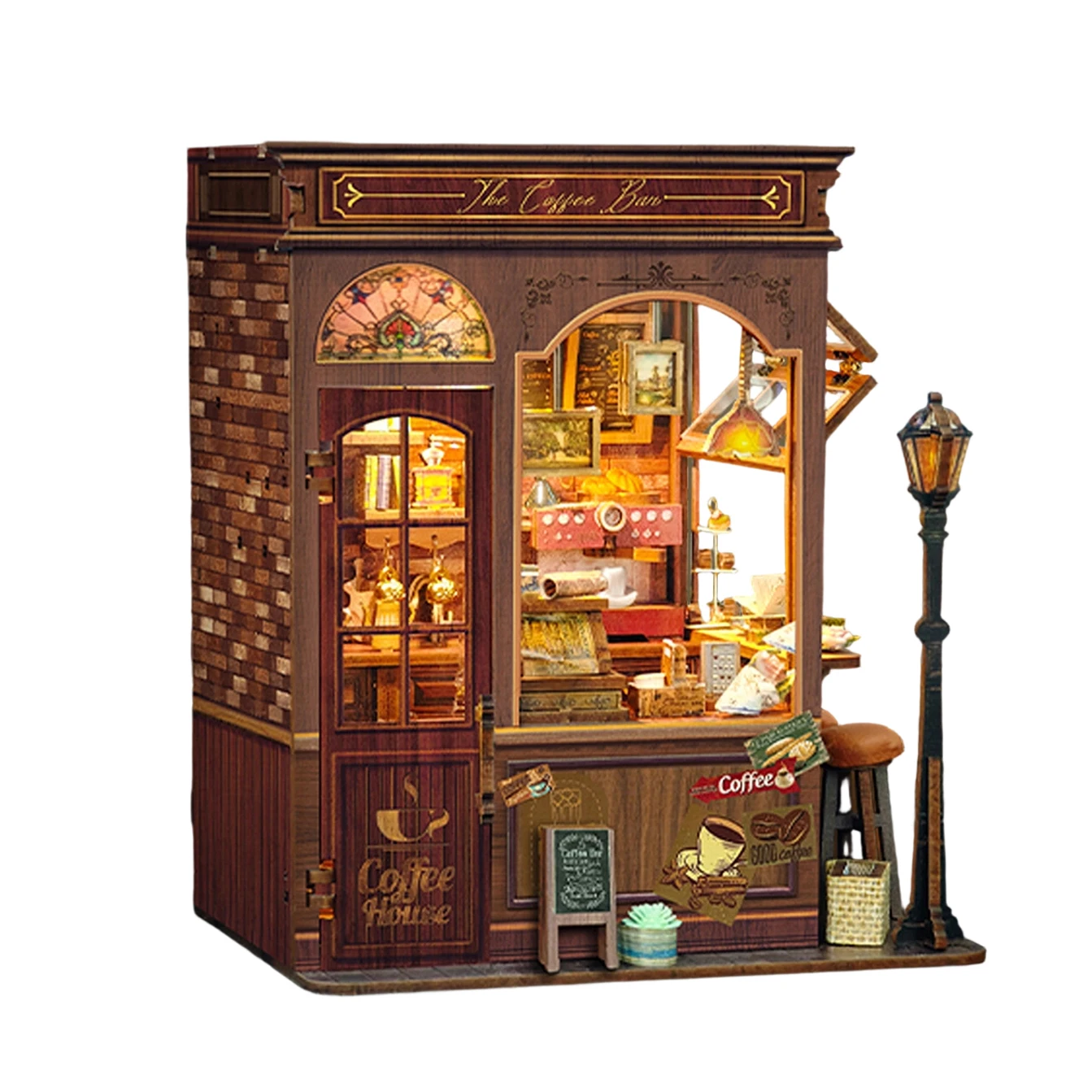 DIY Wooden Morning Mist Cafe Store Figurines Miniatures Kits Assembled Houses Casa for Friends Birthday Gifts Home Decor Crafts