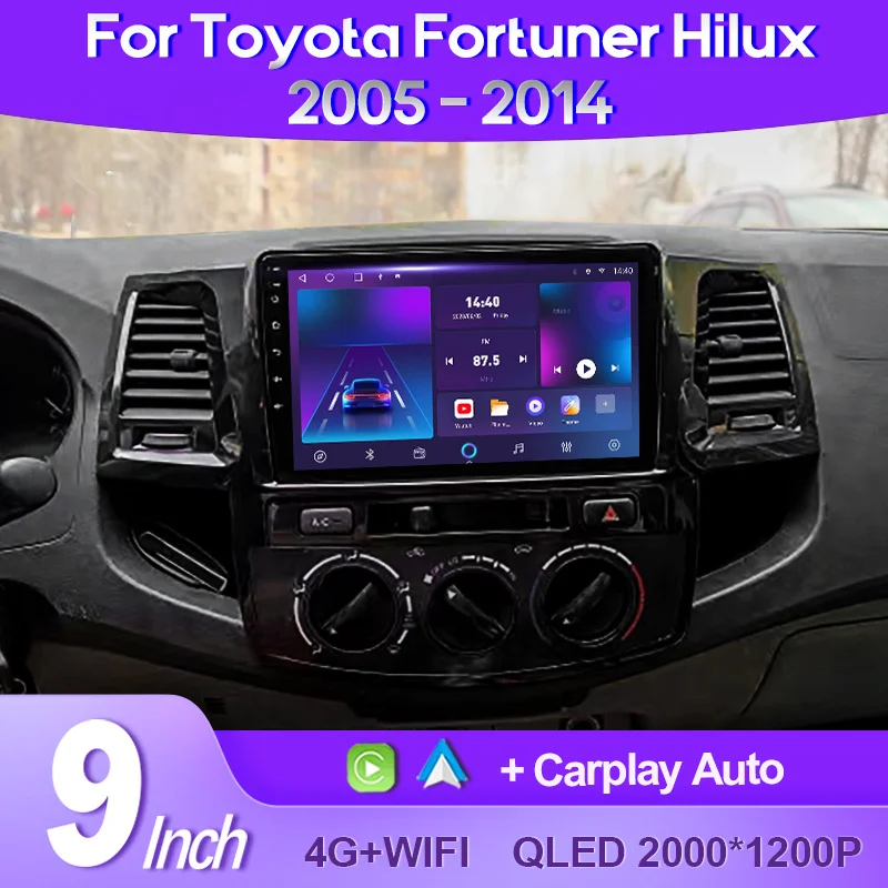 

QSZN для Toyota Fortuner HILUX Revo Vigo 2005- 2014 2K QLED Android 13 автомобильный радиоприемник, мультимедийный видеоплеер GPS AI Voice CarPlay 4G