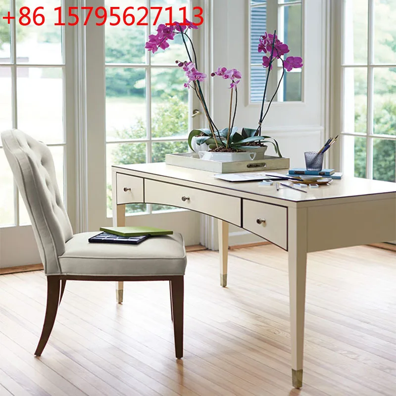 Country solid wood desk modern simple children's room writing desk high-end villa design computer desk dresser