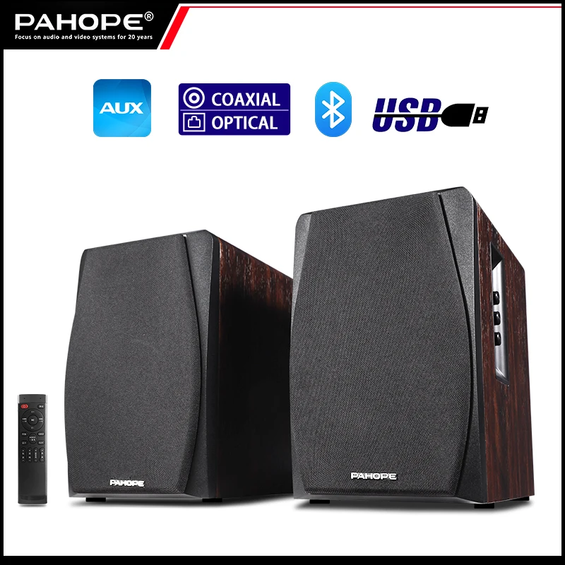 

PAHOPE Home 2.0 Active Hi-Fi Bookshelf Speakers Living Room Stereo Sound Speaker System with USB, AUX , BT , Function