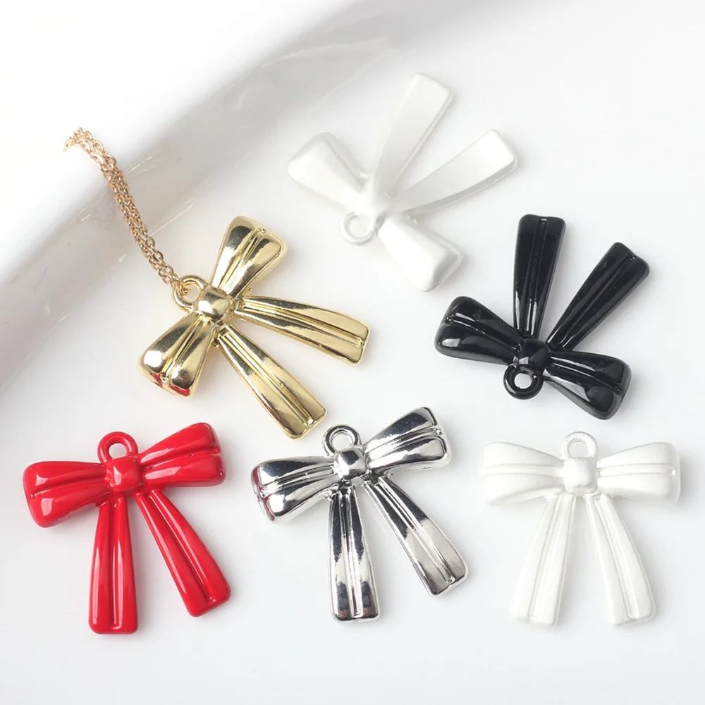 

10Pcs Alloy Metal Fashion Color Bow Pendants Charms for Women Party Jewelry Making Earrings Necklace Bracelet DIY Accessories