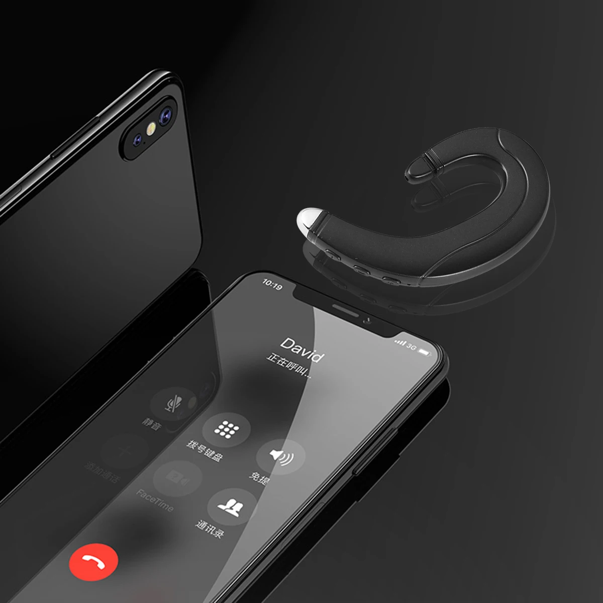 

Bone Conduction Wireless Earbuds Ipx5 Waterproof Ergonomic Design Free Hands Driving Sports Activity Black Wireless Earbuds