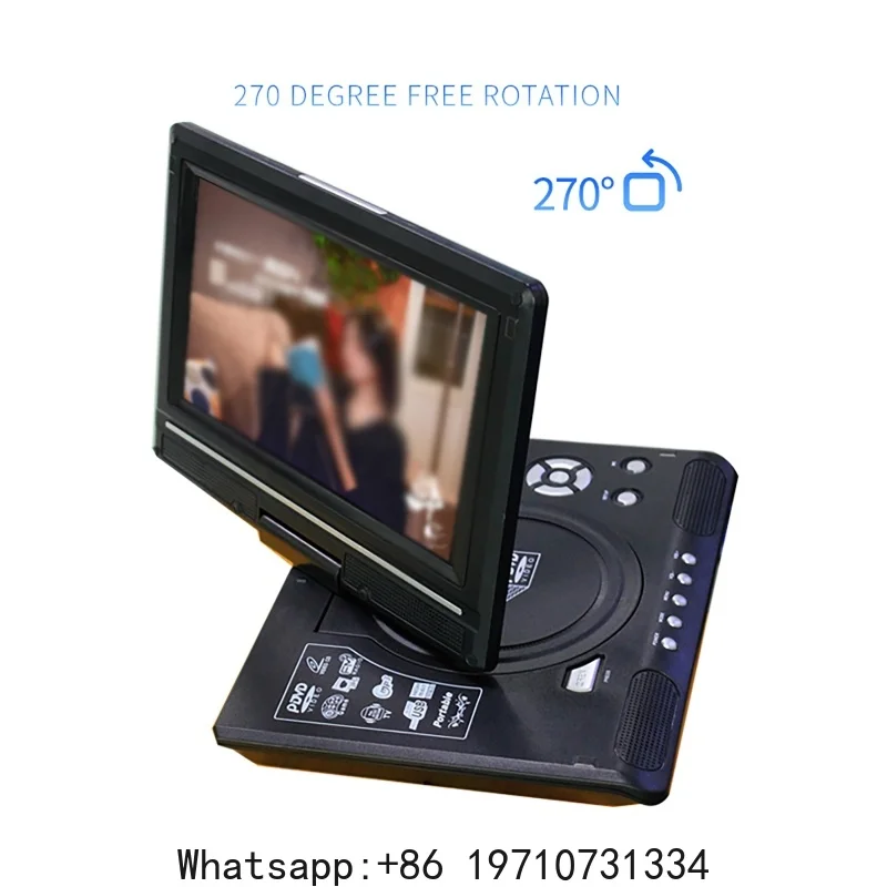 Mini Portable DVD CD EVD Player 9.8 Inch Digital Desktop Smart TV Player with Remote Control 270° Rotatable Screen for Travel - view 5