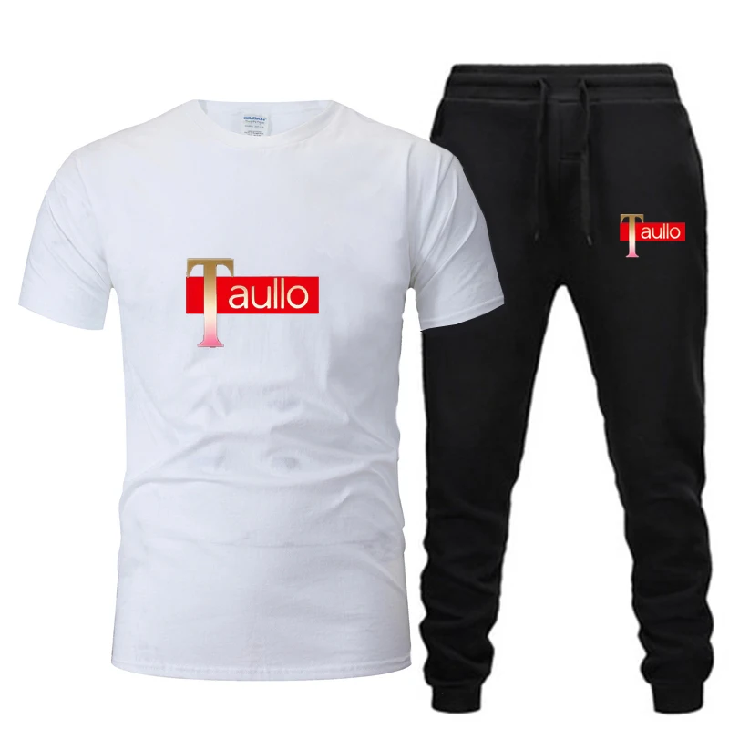 Men's 2025 Summer Short Sleeve T-Shirt and Sports Pants Set Pure Cotton. Sweat-absorbing. Shortleeve Long Pants Set Men. Casual
