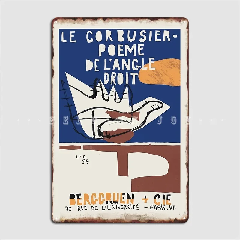 Exposition Le Corbusier pour Poeme De L'Angle Droit 1995 à Paris, panneau métallique, cinéma, Garage, grotte, Pub, plaques personnalisées, affiche en étain