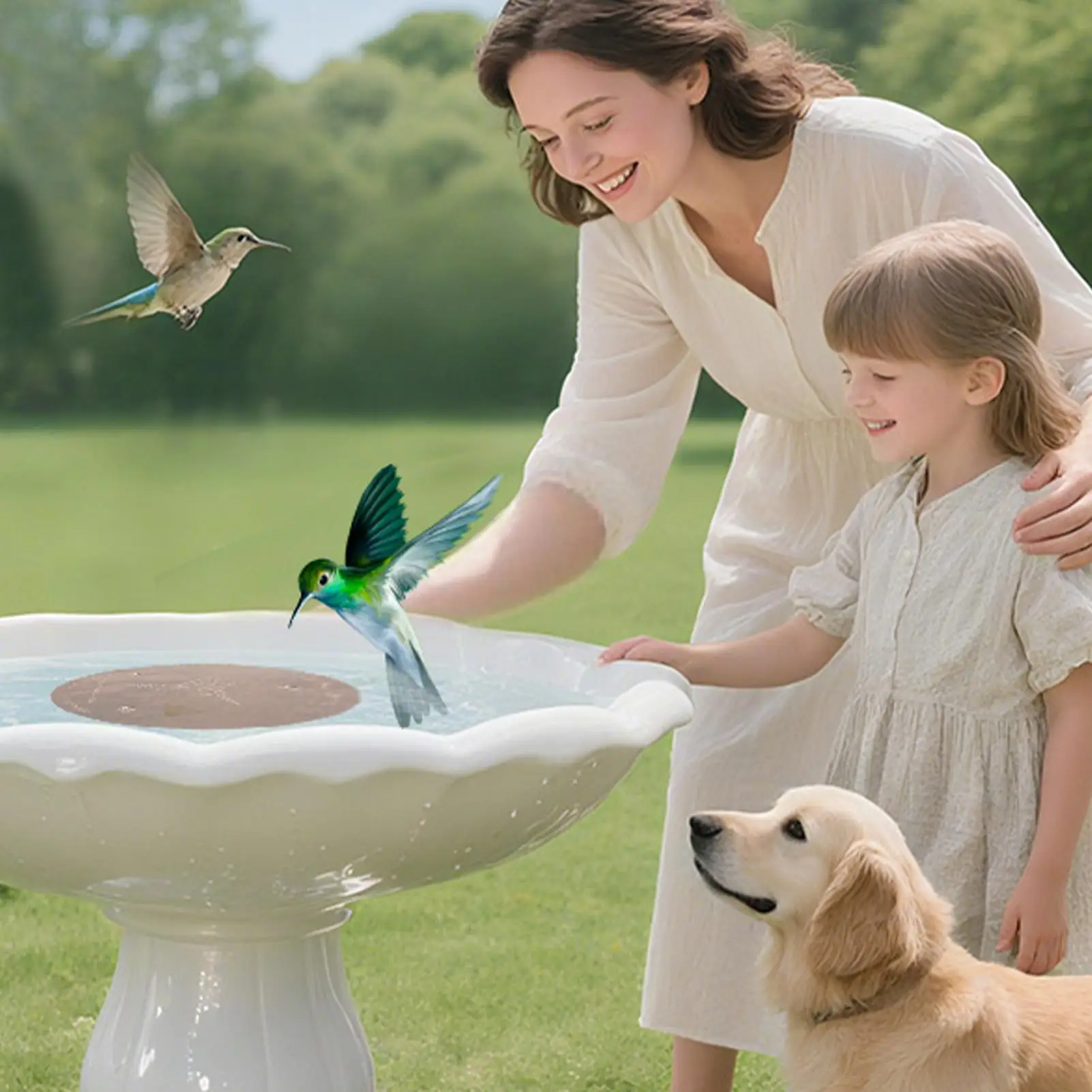 Bird Bath Copper Disk With Triple-Point Support Fountain Cleaner Copper Plate For Bird Bath For Outdoor Garden Deck Patio Bowl