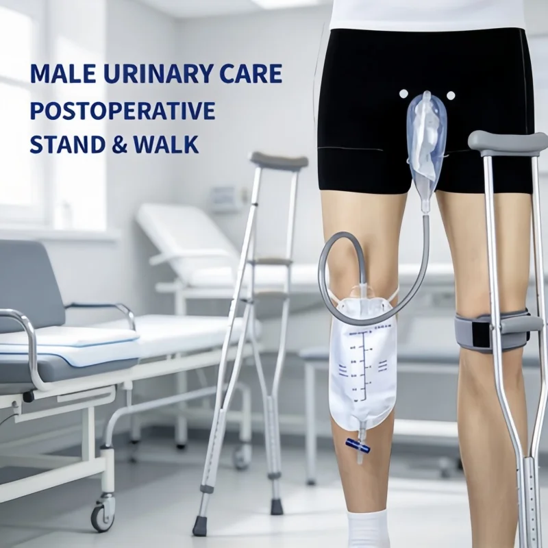 Elderly Male Urine Collector, Soft Silicone Wearable External Catheter Urinal Bag Leak Proof
