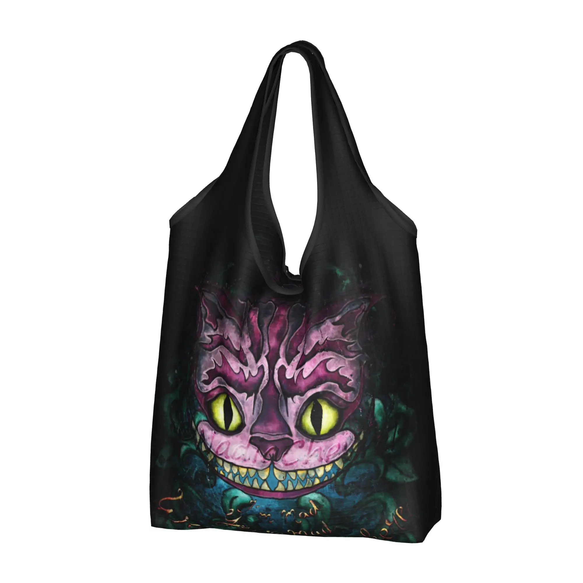 Custom Cute Cartoon Cheshires Anime Cat Shopping Tote Bags Portable  Groceries Shopper Shoulder Bag