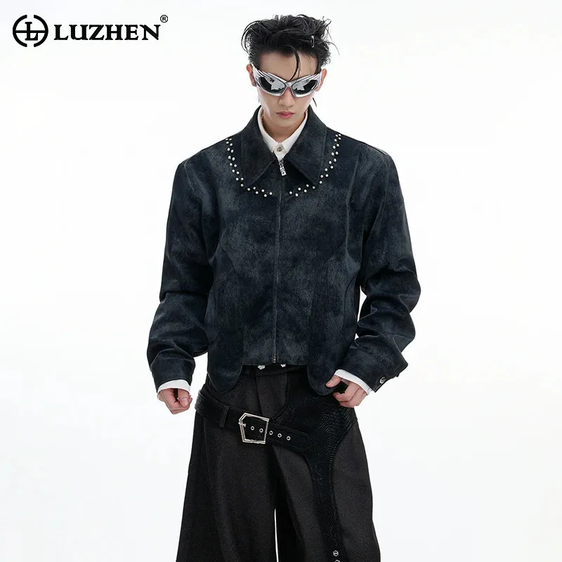 

LUZHEN Original Pearl Decorate Patchwork Design Loose Casual Jacketed Men's 2025 High Quality Street Wear Fashion Clothes JY3354