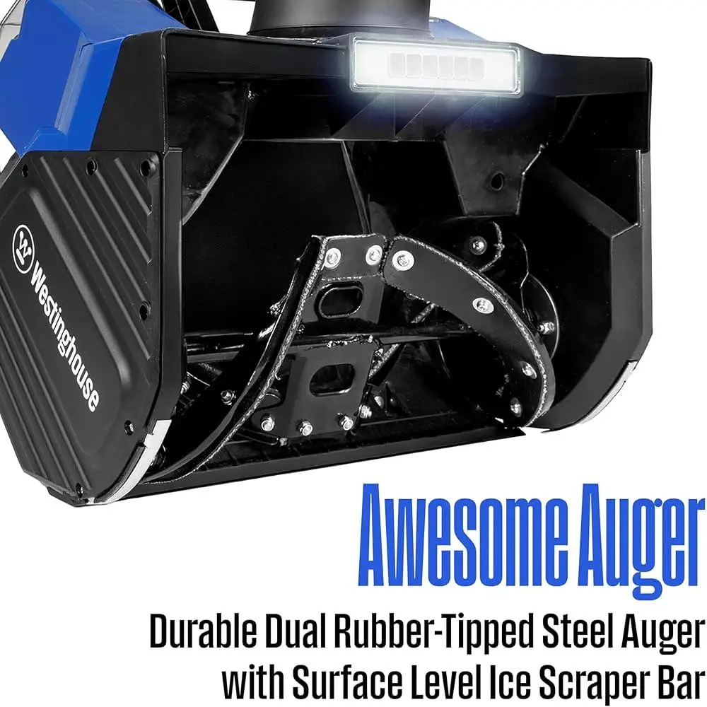 48V Cordless Snow Blower 18 Inch Electric Snow Thrower Brushless Motor 1200W 25ft Throwing Distance LED Light Rubber Auger