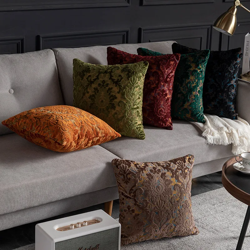 45x45/50x50cm Luxury Cut Velvet Sofa Pillow Cover Modern Nordic Cushion Case Living Room Villa Model Room Matching Velvet Back
