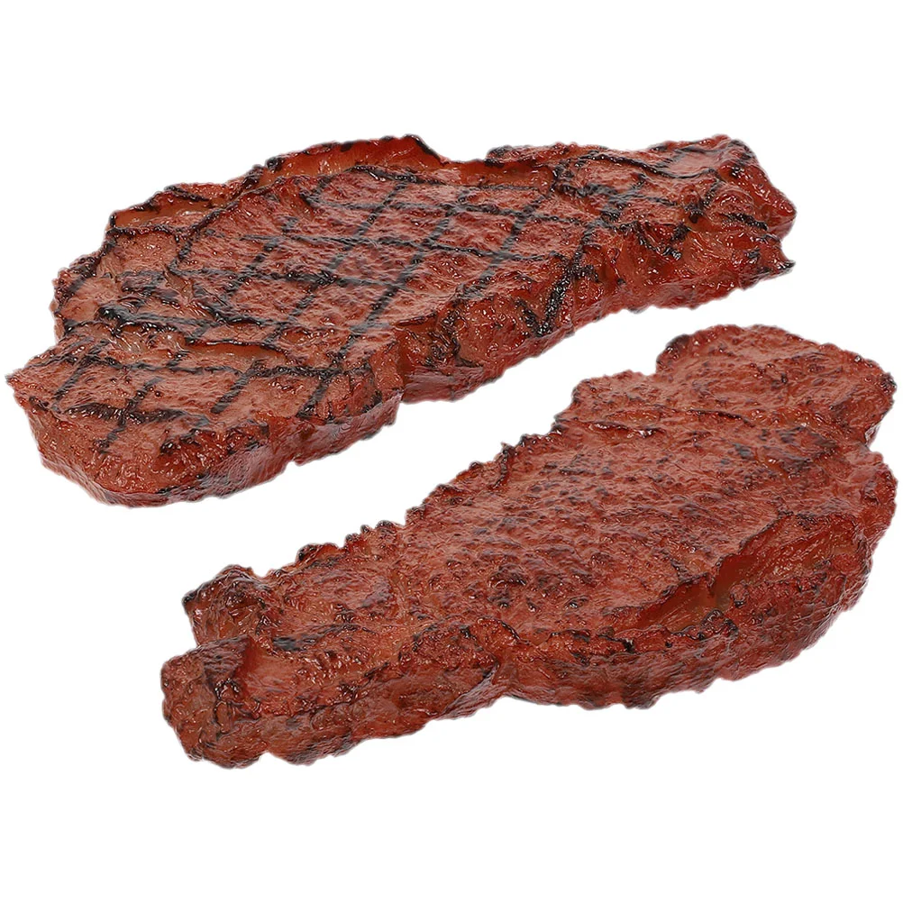 2-teiliges Steak-Modell, gefälschtes künstliches Essen, Schweinefleisch, PVC, Fotografie, Kindergrill, Fleisch